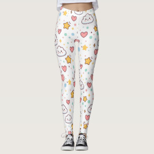 Schattig Kawaii Pastel Doodle Patroon All-Over-Pri Leggings
