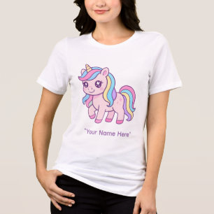 Schattig Kawaii Pastel Eenhoorn Regenboog Meisjes Tri-Blend Shirt