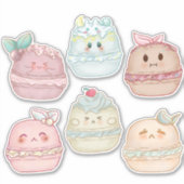 schattig kawaii pastel waterverf Franse Macarons Sticker (Voorkant)