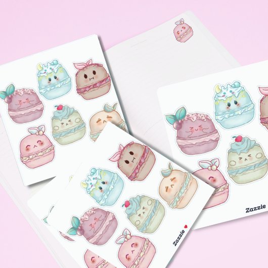 schattig kawaii pastel waterverf Franse Macarons Sticker