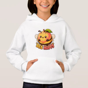 Schattig Kawaii Perzik Bij Gelukkig Grappige Woord