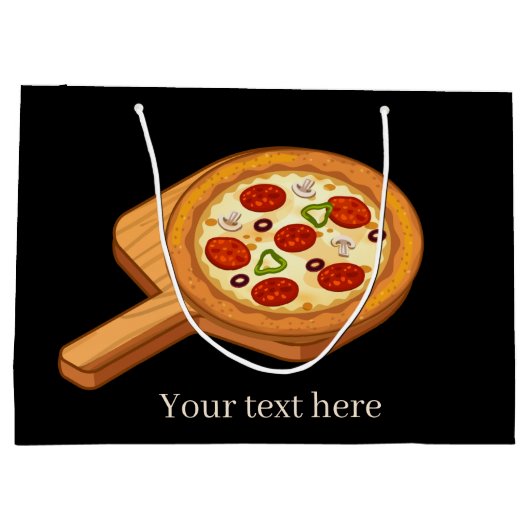 schattig Kawaii-pizzafeestliefhebbers voegen tekst Groot Cadeauzakje (Achterkant)