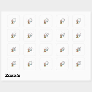 Schattig Kawaii Plant Vriendelijkheid Schattige Wo Vierkante Sticker