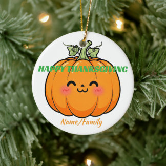 Schattig Kawaii Pompoengezicht - Thanksgiving Keramisch Ornament