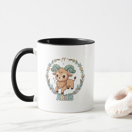 Schattig Kawaii Ram Sterrenbeeld Mok (Met donut)