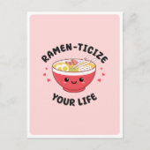 Schattig Kawaii Ramen Aziatisch Eet Pun Romantisch Briefkaart (Voorkant)