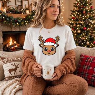 Schattig Kawaii Rendier - Dames Kerst T-shirt
