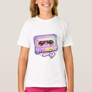 Schattig Kawaii Retro Cassettebandje Pastel Paars T-shirt