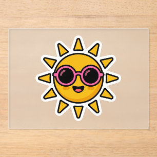 Schattig Kawaii Retro Zon Draagt Roze Zonnebril Zo Acryl Uitnodigingen