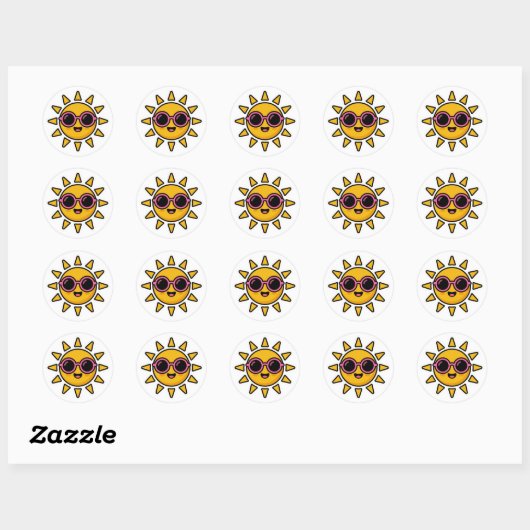 Schattig Kawaii Retro Zon Draagt Roze Zonnebril Zo Ronde Sticker (Vel)