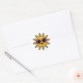 Schattig Kawaii Retro Zon Draagt Roze Zonnebril Zo Ronde Sticker (Envelop)