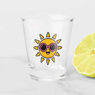 Schattig Kawaii Retro Zon Draagt Roze Zonnebril Zo Shot Glas