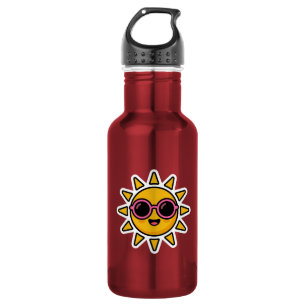 Schattig Kawaii Retro Zon Draagt Roze Zonnebril Zo Waterfles