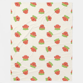 Schattig Kawaii Rood en Groen Slijm Monster Crème Fleece Deken