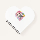Schattig Kawaii Roze QR Code Karakter Bloemige Pas Notitieboek (Voorkant)