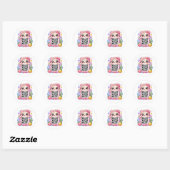 Schattig Kawaii Roze QR Code Karakter Bloemige Pas Ronde Sticker (Vel)