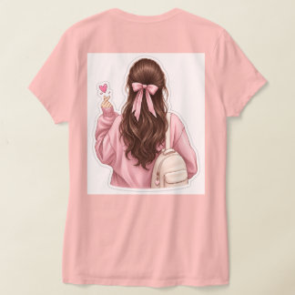 Schattig Kawaii Selfie Meisje Sticker T-Shirt Ontw