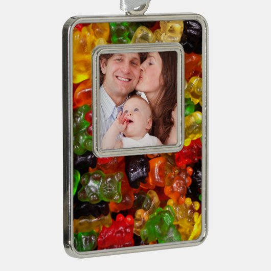 schattig kawaii snoeit kleurrijk snoep beer verzilverd omlijst ornament (Rechts)