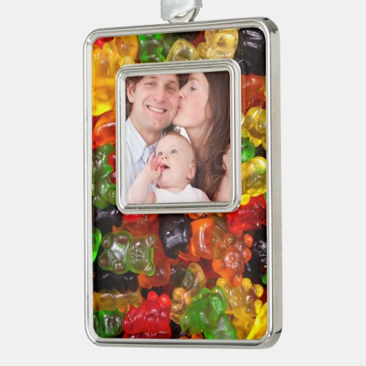 schattig kawaii snoeit kleurrijk snoep beer verzilverd omlijst ornament (Links)