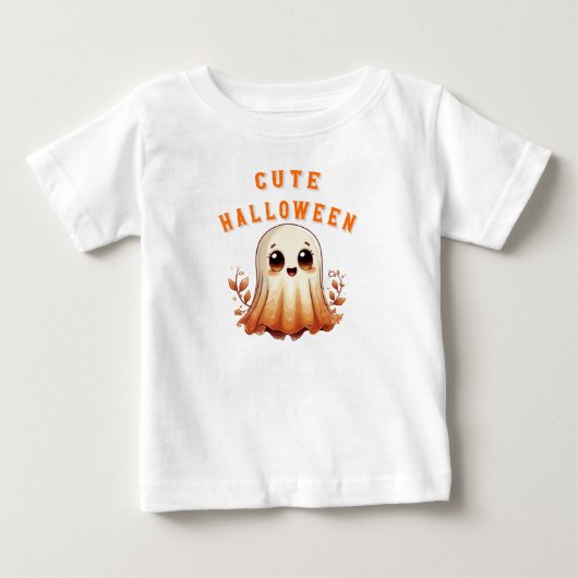 Schattig Kawaii Spook Met Herfstbladeren Halloween (Voorkant)