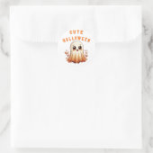 Schattig Kawaii Spook Met Herfstbladeren Halloween Ronde Sticker (Tas)
