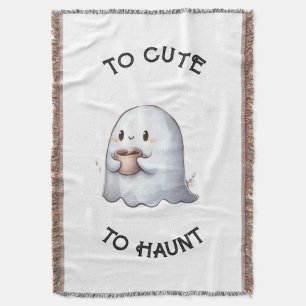 Schattig Kawaii Spookje met Koffie Waterverf Deken