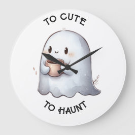 Schattig Kawaii Spookje met Koffie Waterverf  Grote Klok