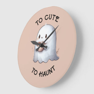 Schattig Kawaii Spookje met Koffie Waterverf  Grote Klok