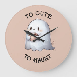 Schattig Kawaii Spookje met Koffie Waterverf  Grote Klok