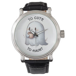 Schattig Kawaii Spookje met Koffie Waterverf  Horloge