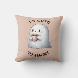 Schattig Kawaii Spookje met Koffie Waterverf  Kussen