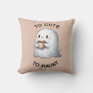 Schattig Kawaii Spookje met Koffie Waterverf  Kussen