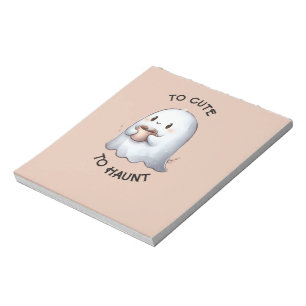 Schattig Kawaii Spookje met Koffie Waterverf Notitieblok