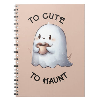 Schattig Kawaii Spookje met Koffie Waterverf  Notitieboek