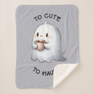 Schattig Kawaii Spookje met Koffie Waterverf  Sherpa Deken