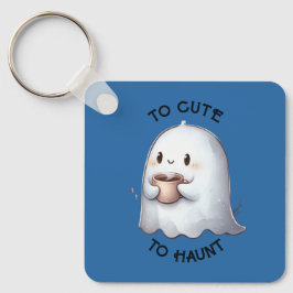 Schattig Kawaii Spookje met Koffie Waterverf  Sleutelhanger