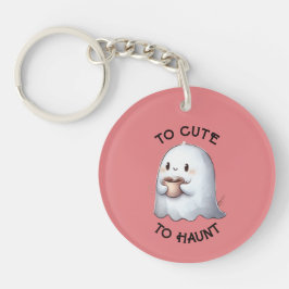 Schattig Kawaii Spookje met Koffie Waterverf  Sleutelhanger