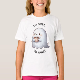 Schattig Kawaii Spookje met Koffie Waterverf T-shirt