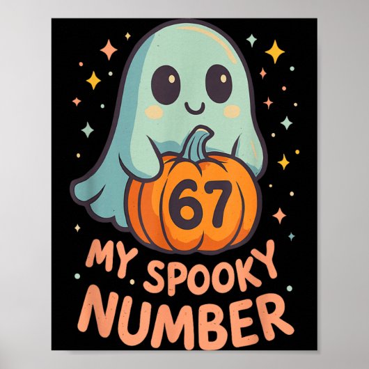 Schattig kawaii spookpompoen 67 meme grappige wisk poster (Voorkant)