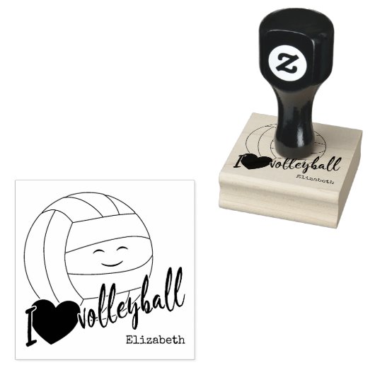 schattig kawaii sport meisjes 'Ik hou van volleyba Rubberstempel (Gestempeld)