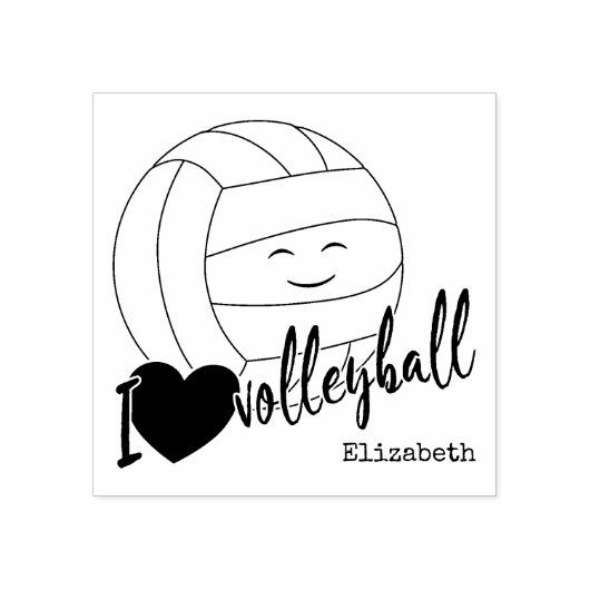schattig kawaii sport meisjes 'Ik hou van volleyba Rubberstempel (Afrduk)