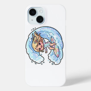Schattig Kawaii Surfmeisje Oceaan Golf Zomer Stran iPhone 15 Case