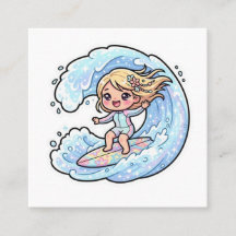 Schattig Kawaii Surfmeisje Oceaangolf Zomer Sticke