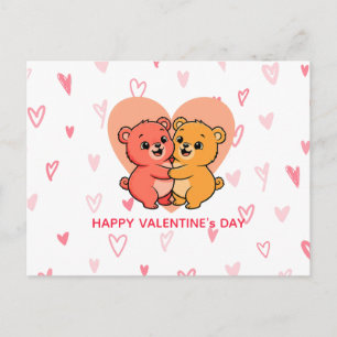 Schattig Kawaii Teddybeer Koppel Valentijnsdag Feestdagenkaart