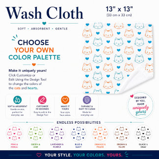 Schattig Kawaii Turquoise en Oranje Kattengezichtj Washandje