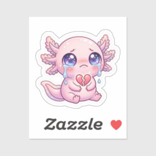Schattig Kawaii Verdrietige Axolotl Huilend met Ge Sticker