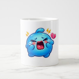 Schattig Kawaii Verdrietige Blauwe Slijm Huilt met Grote Koffiekop