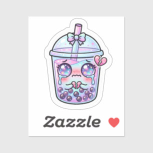 Schattig Kawaii Verdrietige Boba Melk Thee Huilend Sticker