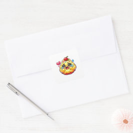 Schattig Kawaii Verdrietige Cupcake Huilend met Ge Vierkante Sticker