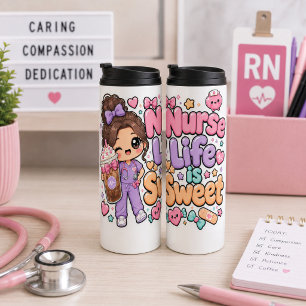 Schattig Kawaii Verpleegstersleven is Lief Thermosbeker